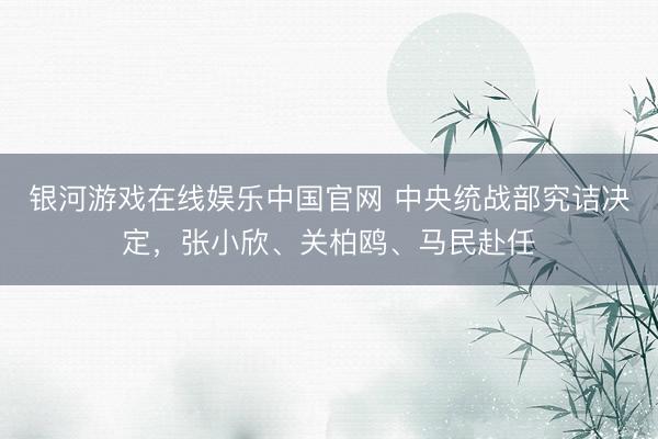 银河游戏在线娱乐中国官网 中央统战部究诘决定，张小欣、关柏鸥、马民赴任