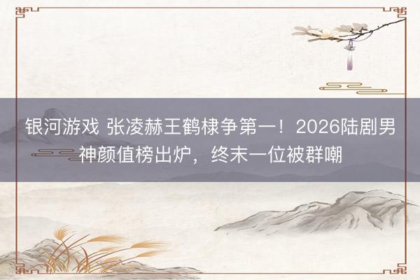 银河游戏 张凌赫王鹤棣争第一！2026陆剧男神颜值榜出炉，终末一位被群嘲